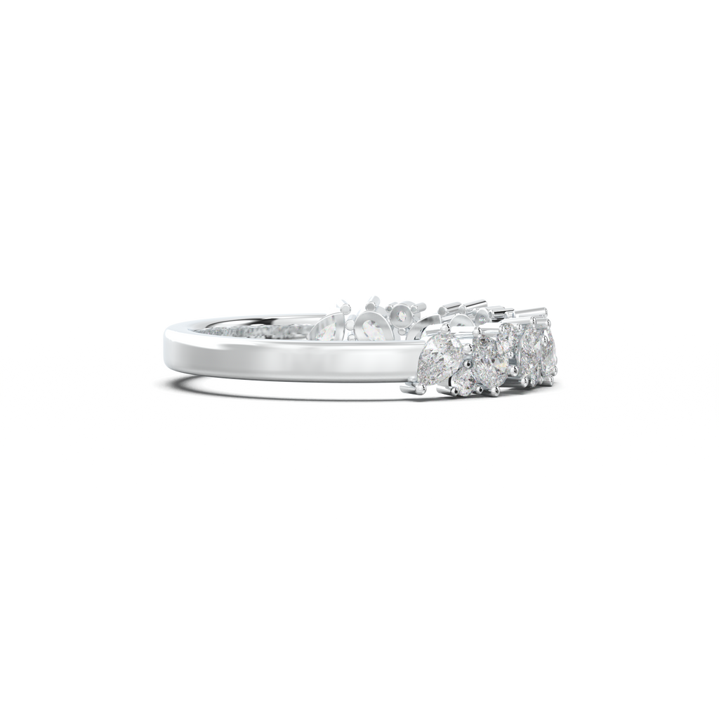 Alternating Pear & Round Half-Eternity Wedding Band