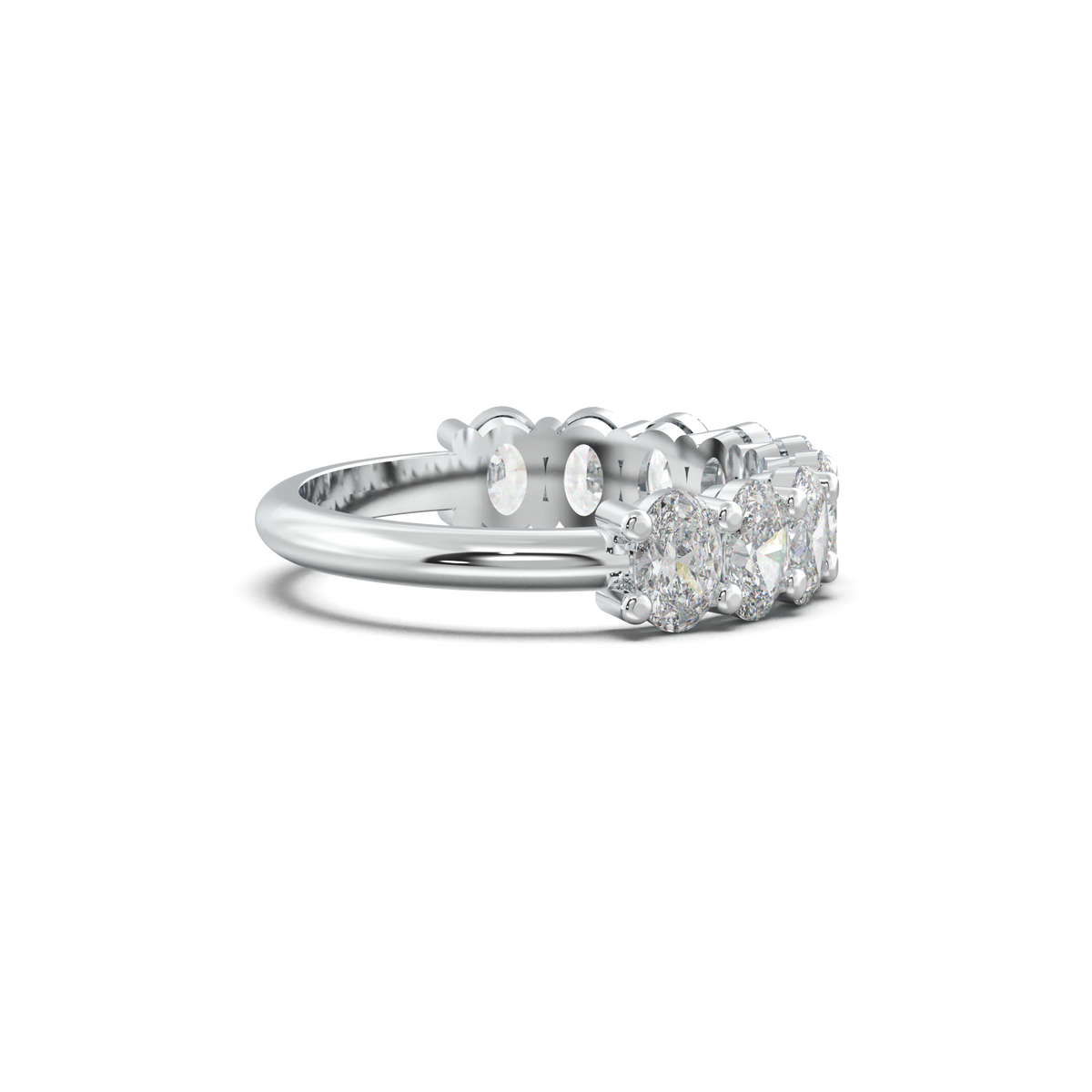 Nine-Oval Half-Eternity Wedding Band