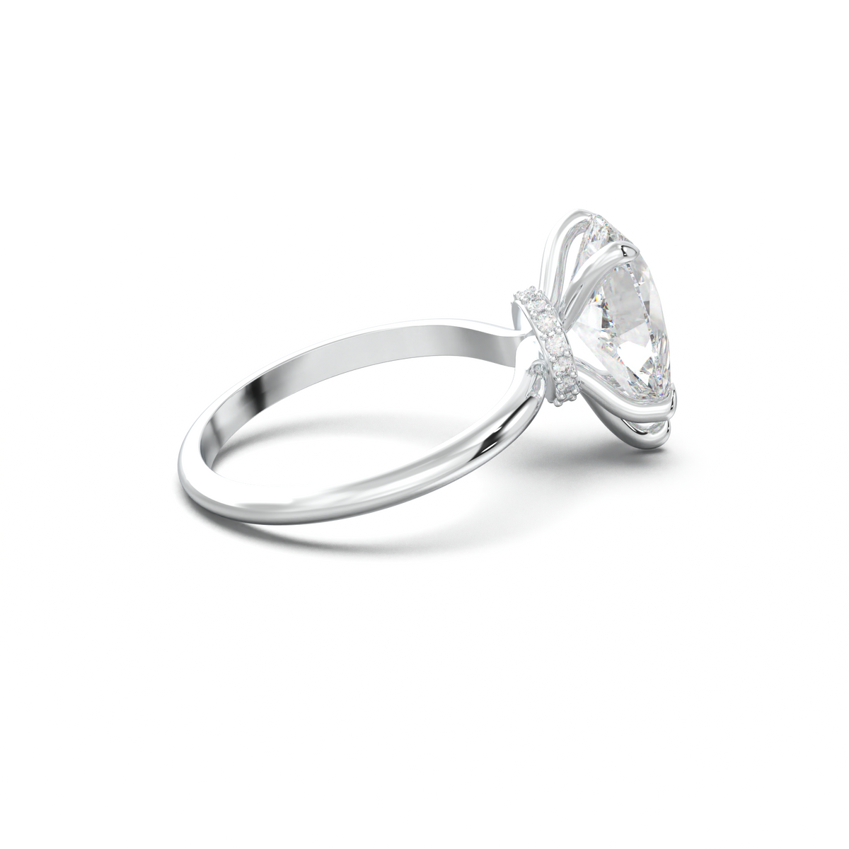 Pear Hidden Halo Engagement Ring