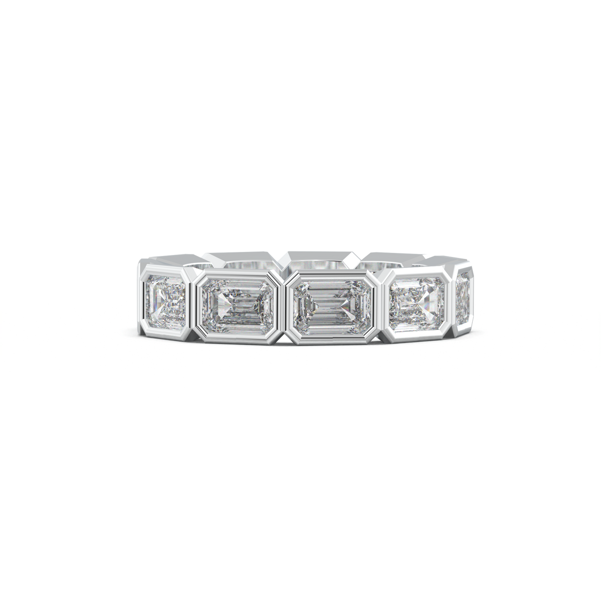 Emerald-Cut Bezel-Style Eternity Wedding Band