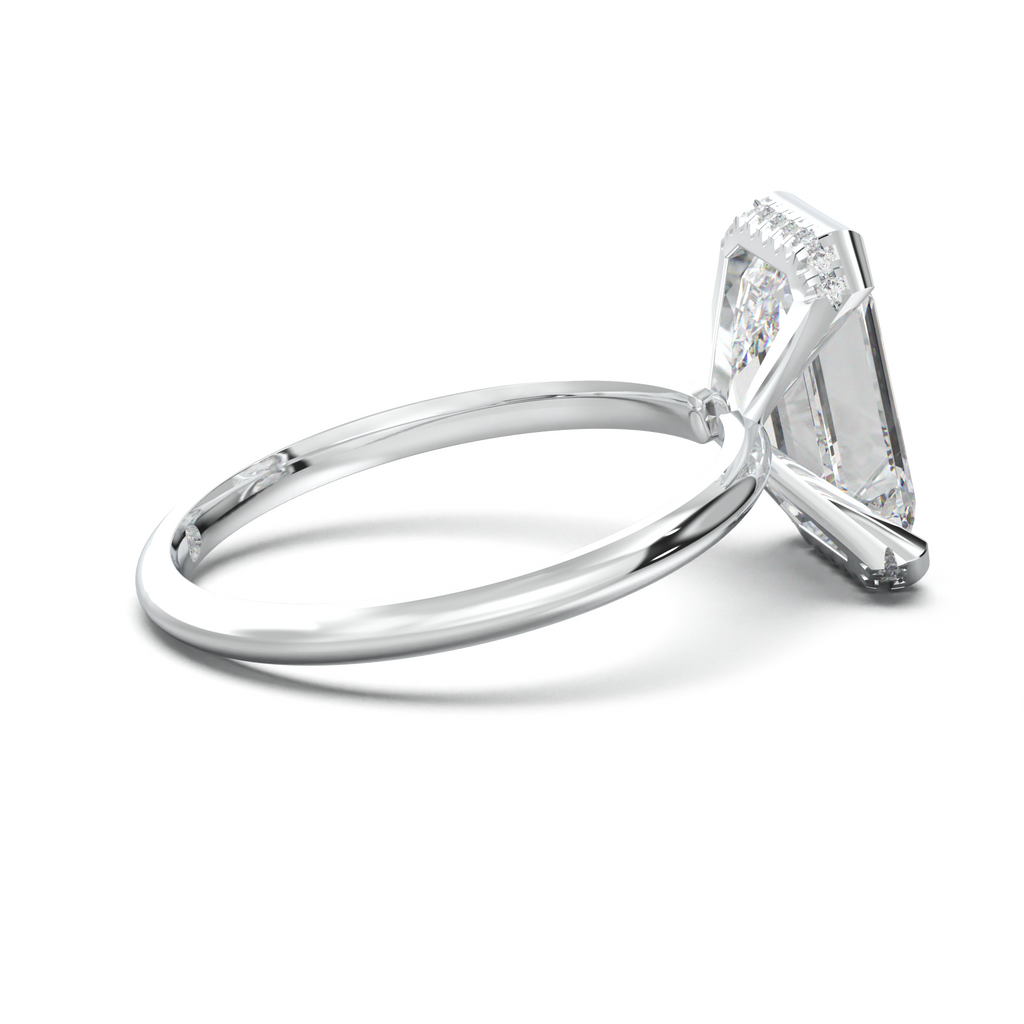 Emerald Hidden Halo Engagement Ring