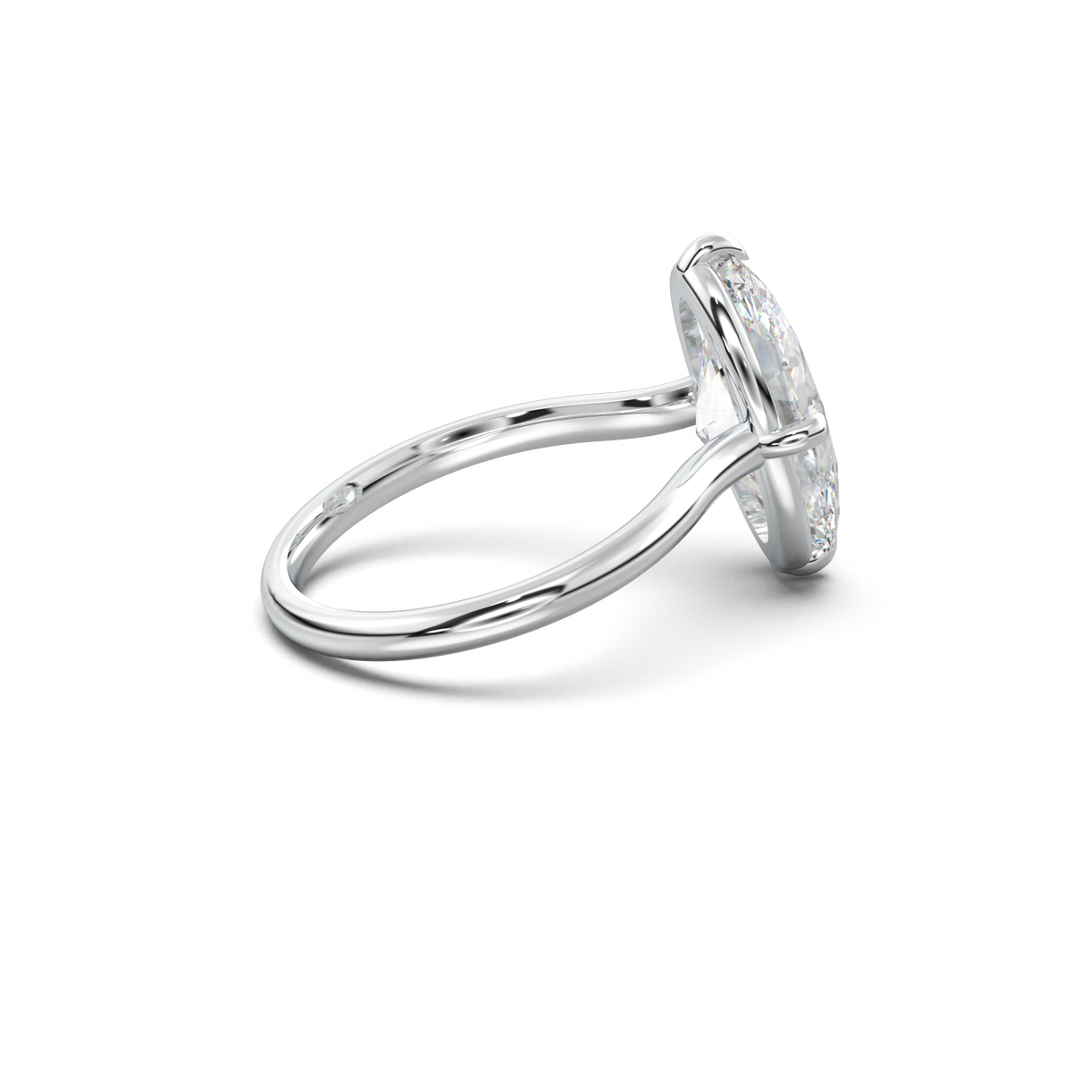 Elongated Moval Solitaire Engagement Ring