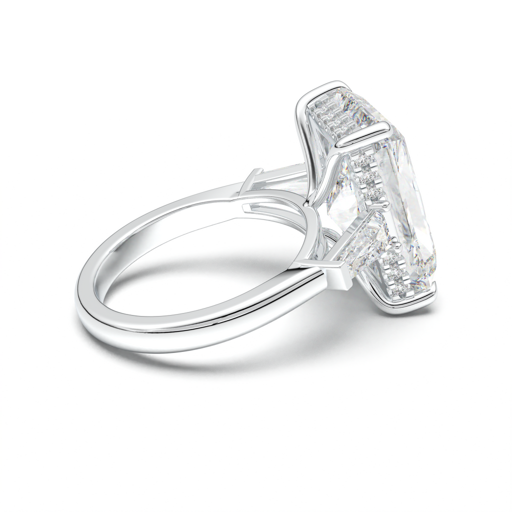Radiant Baguette Hidden Halo Engagement Ring