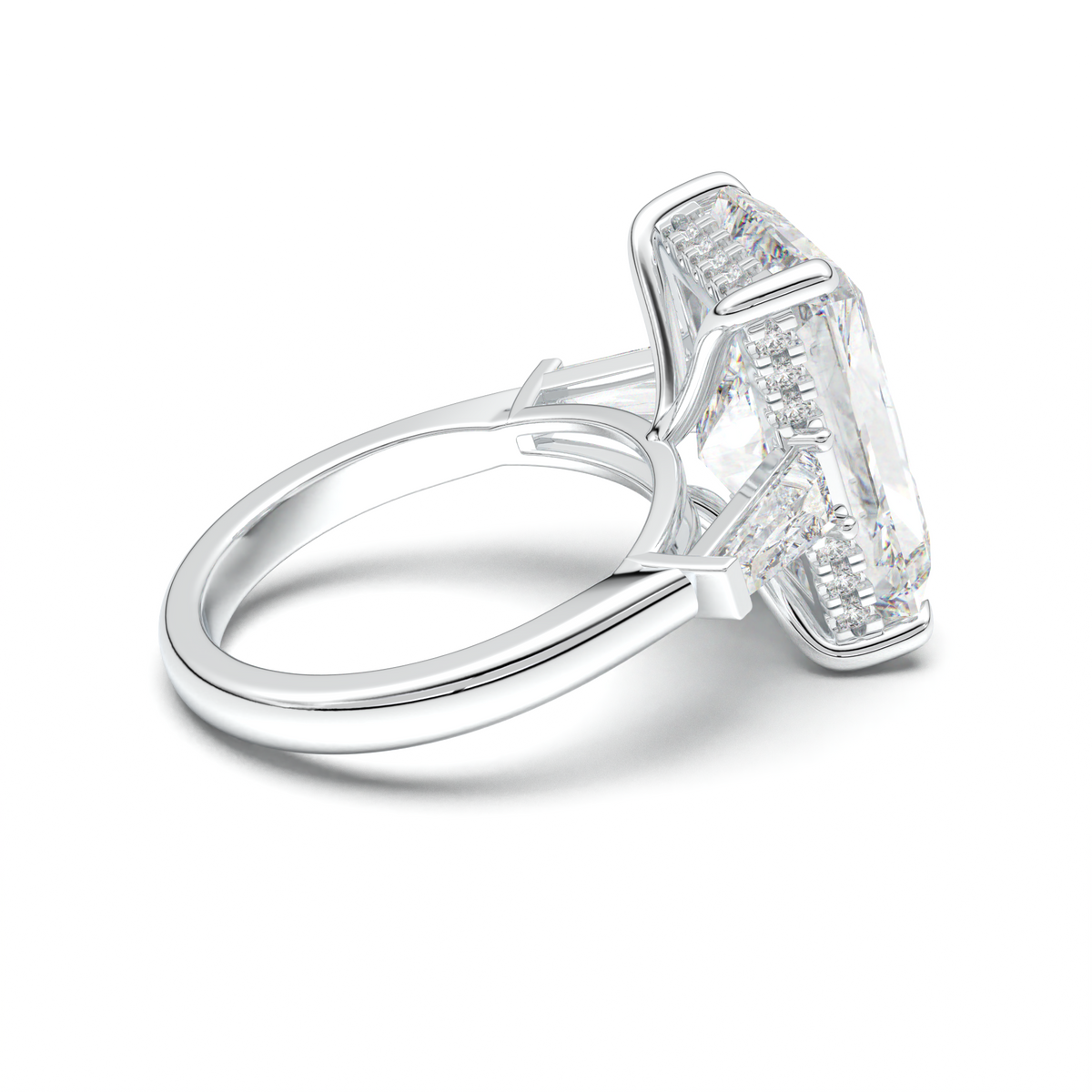 Radiant Baguette Hidden Halo Engagement Ring