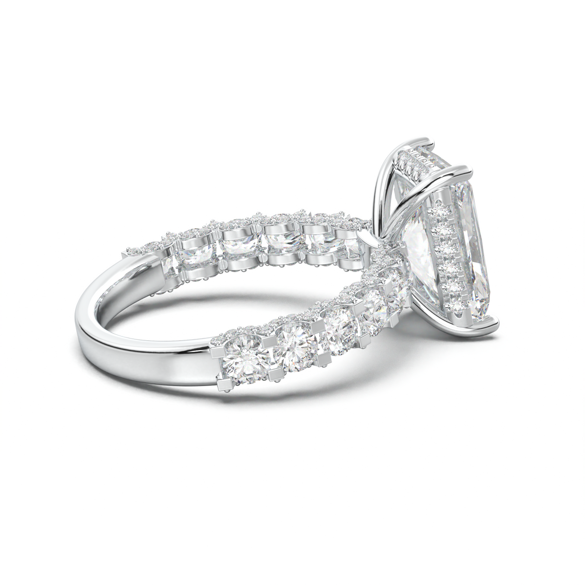 Radiant Diamond Band Engagement Ring