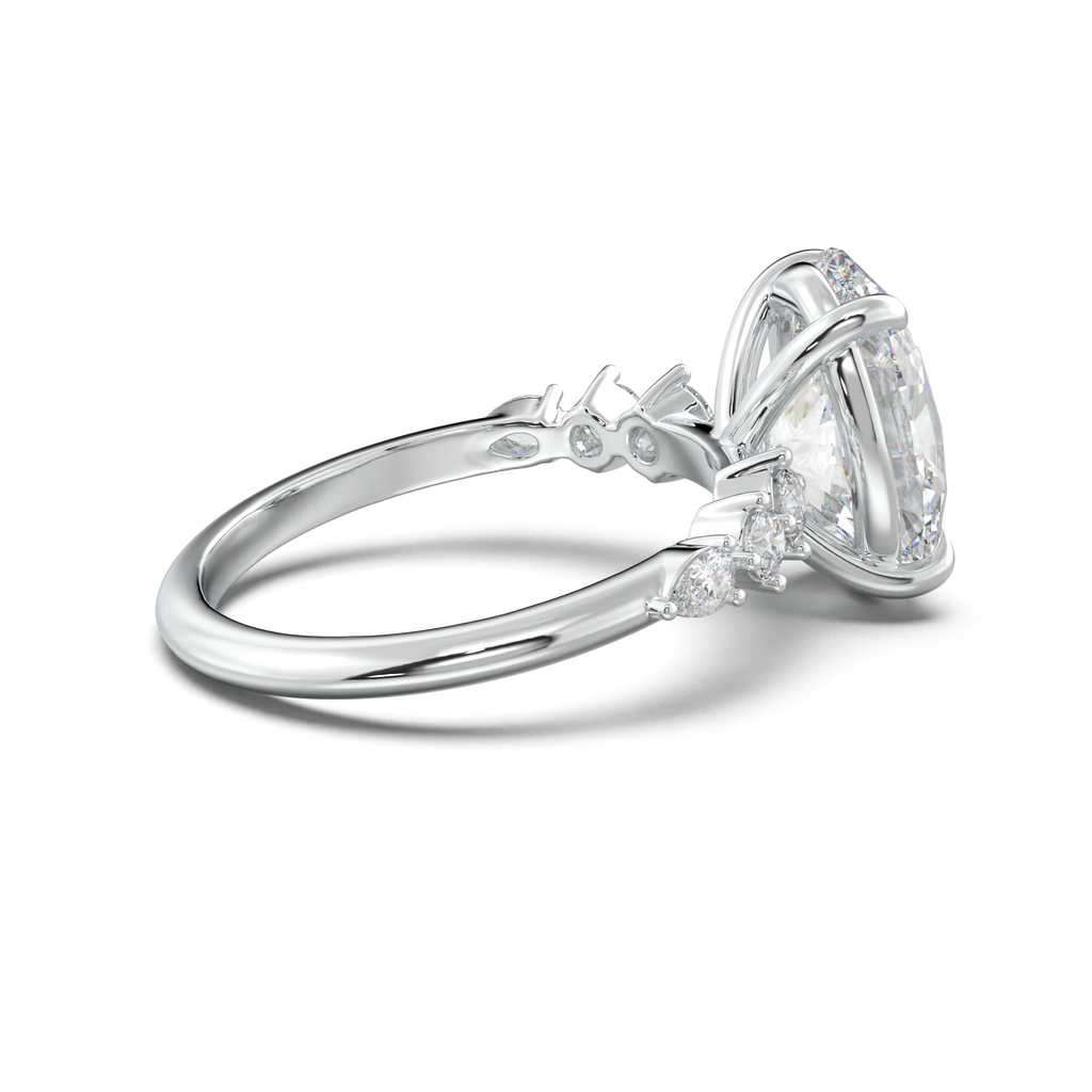 Oval Pear-Accent Engagement Ring