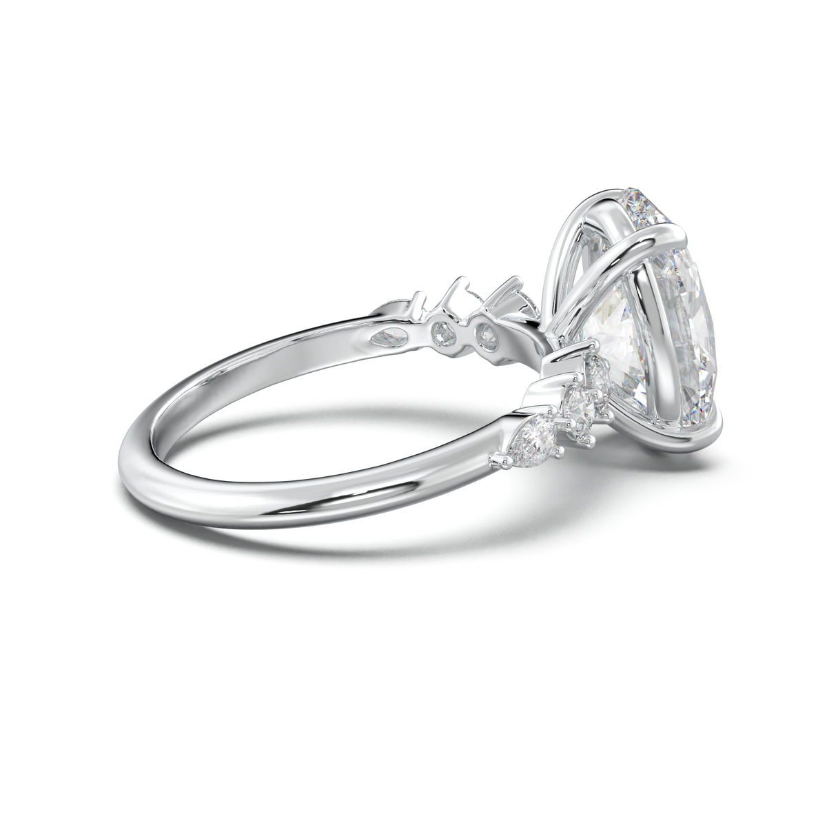 Oval Pear-Accent Engagement Ring