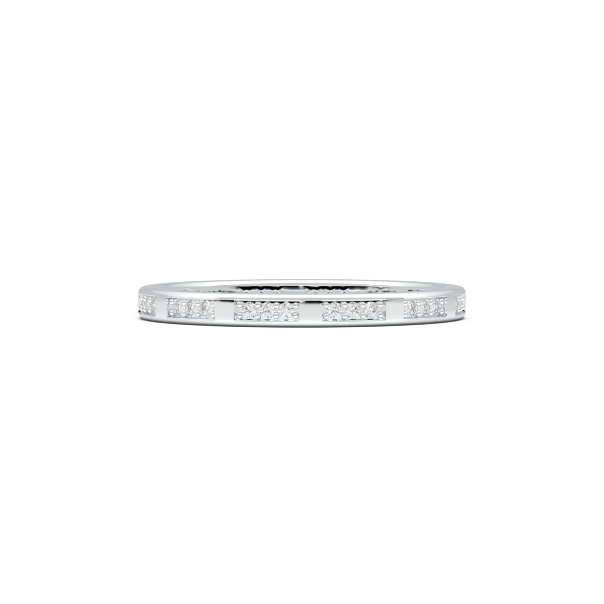 Geometric Round Diamond Wedding Band