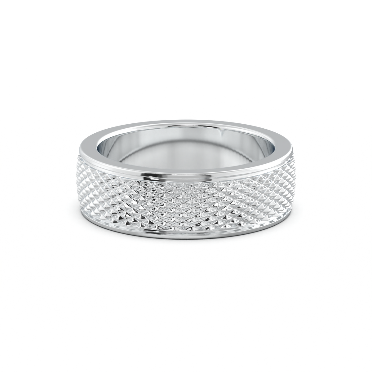 Diamond-Cut Textured Men's Wedding Band