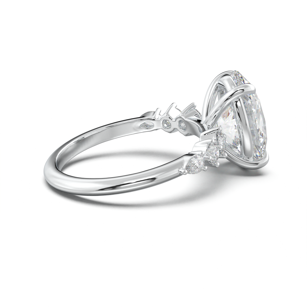 Oval Pear-Accent Engagement Ring