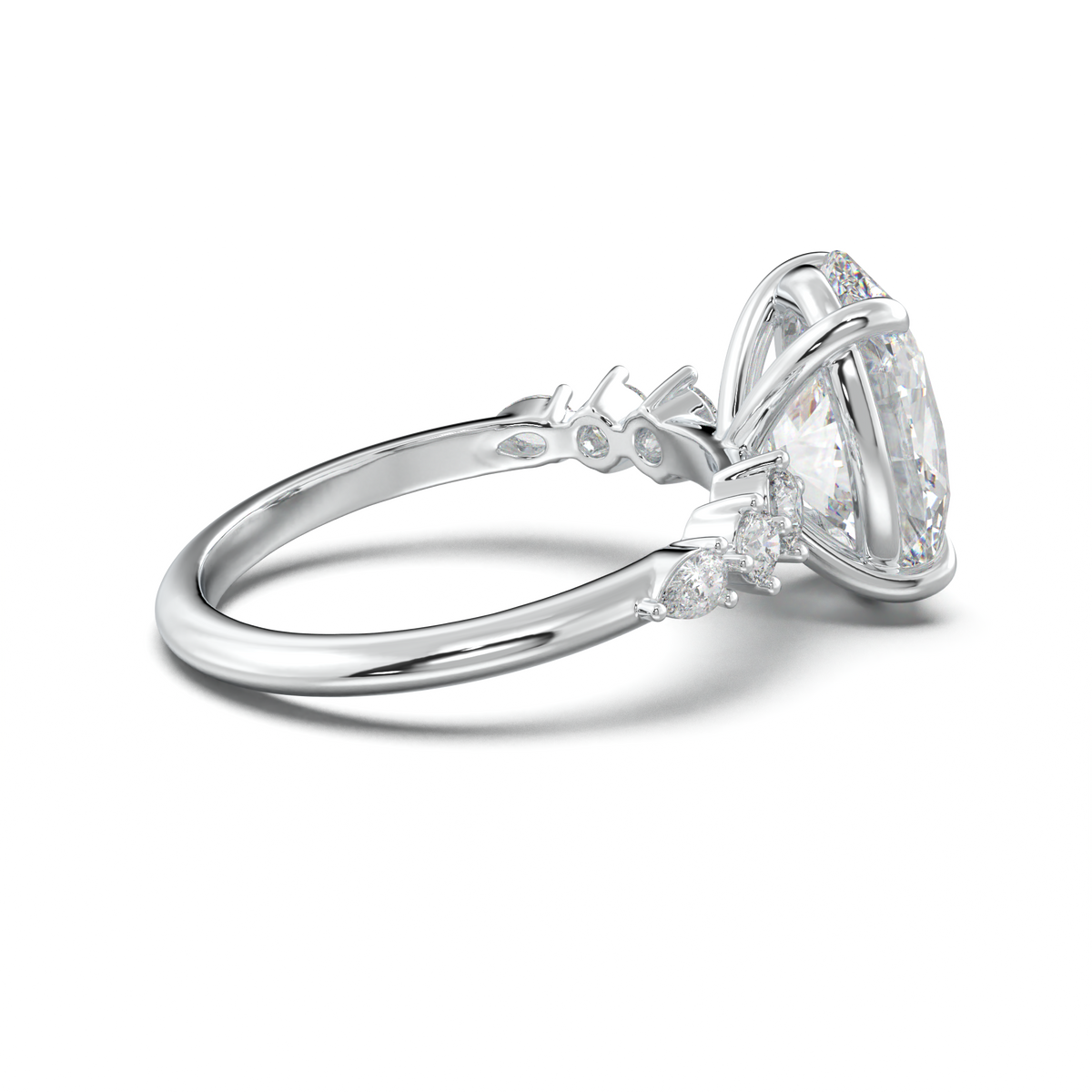 Oval Pear-Accent Engagement Ring