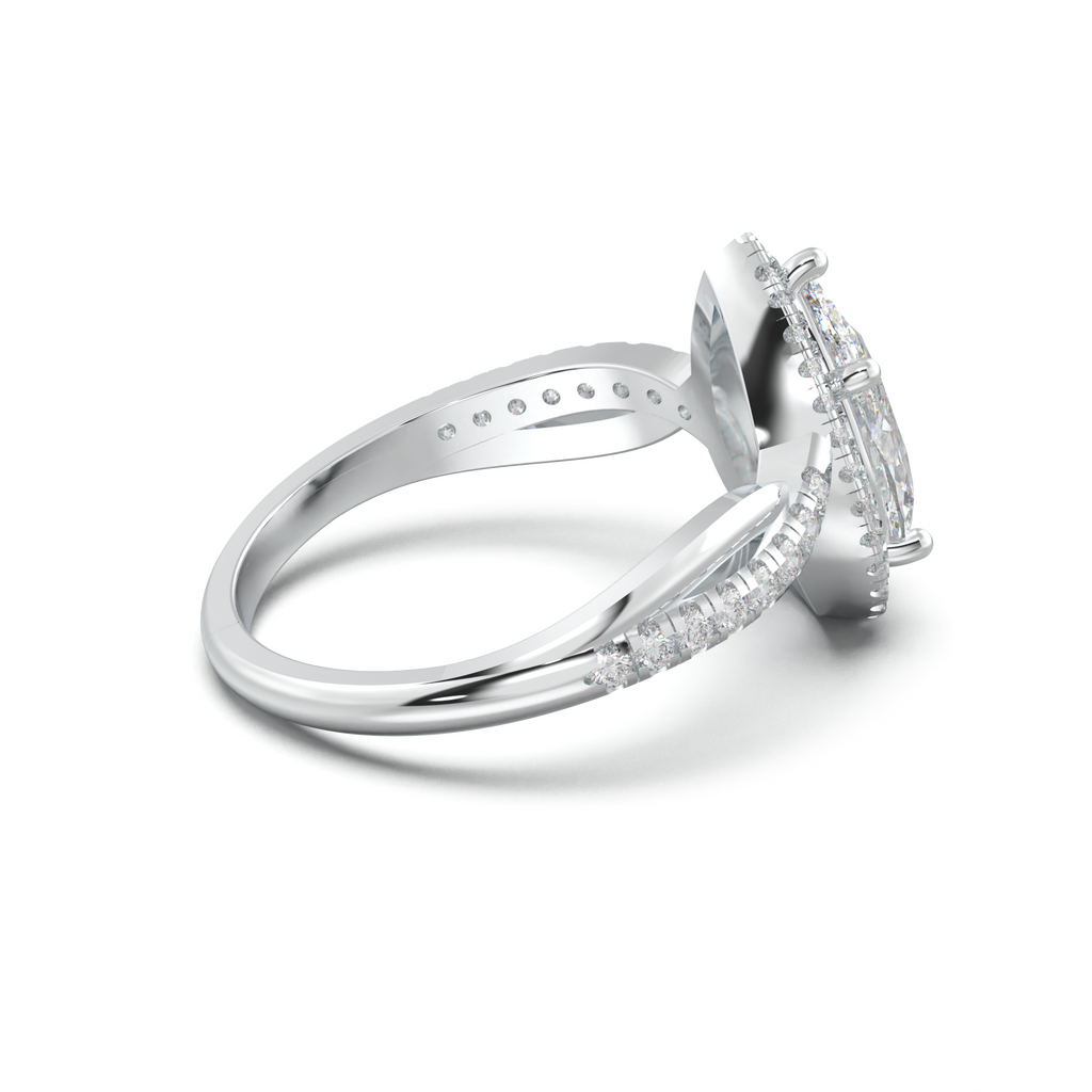 Pear Halo Twisted Pavé Engagement Ring