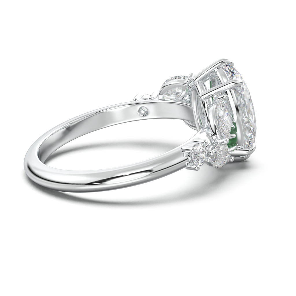 Oval Marquise-Accent Engagement Ring