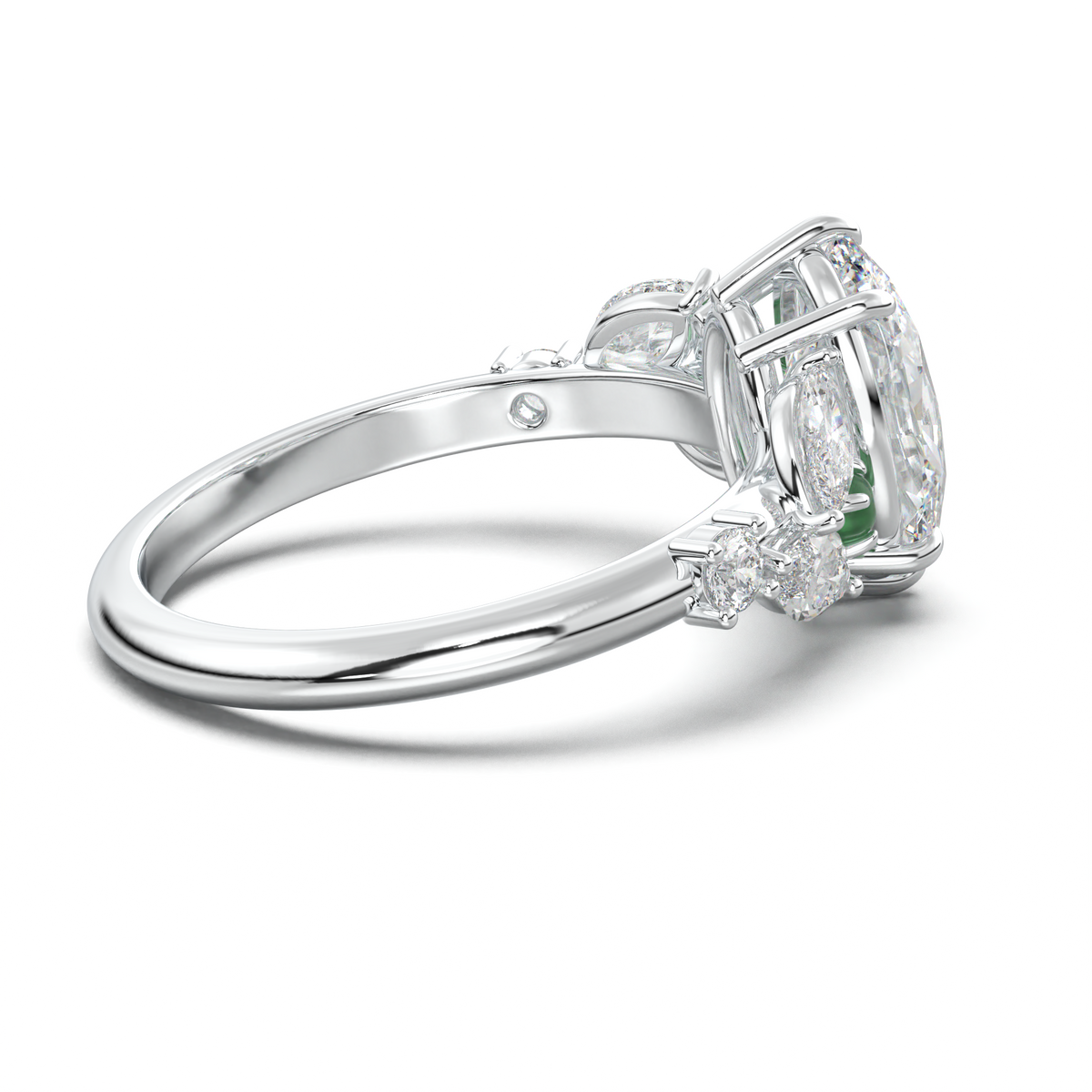 Oval Marquise-Accent Engagement Ring