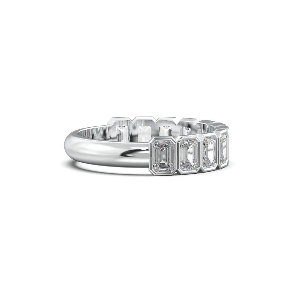 Emerald Bezel Half-Eternity Wedding Band