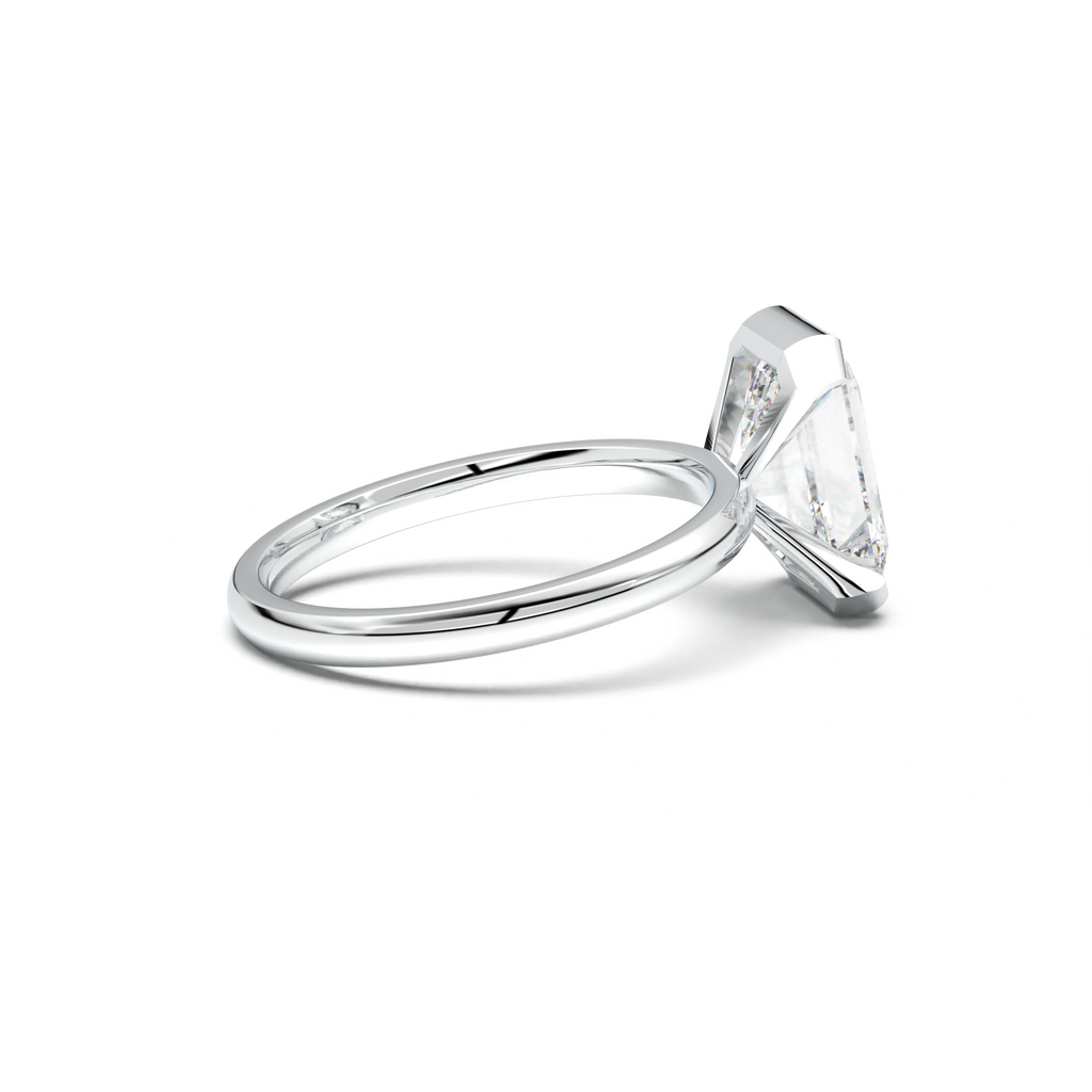 Emerald Cut Half-Bezel Engagement Ring