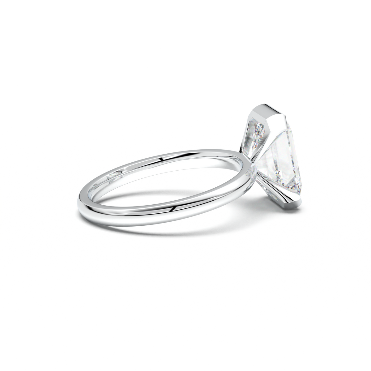 Emerald Cut Half-Bezel Engagement Ring