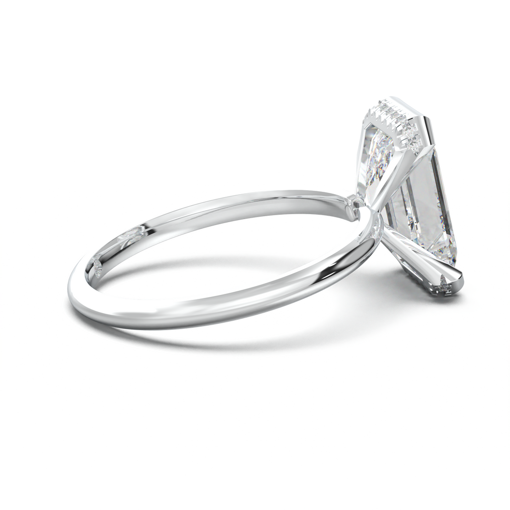 Emerald Hidden Halo Engagement Ring