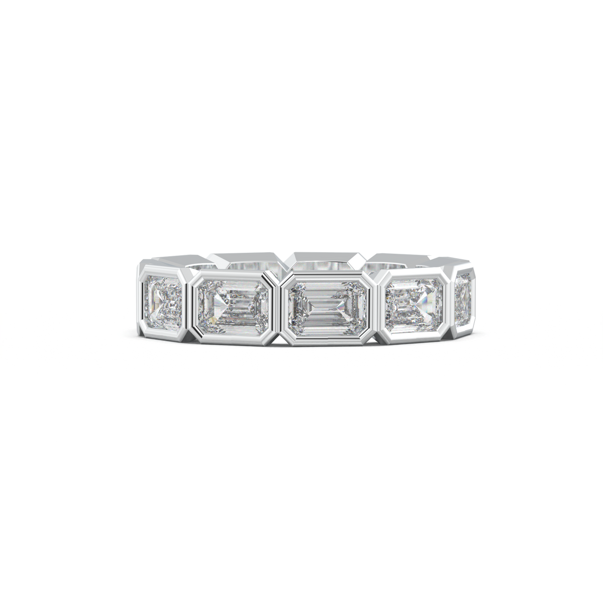 Emerald-Cut Bezel-Style Eternity Wedding Band