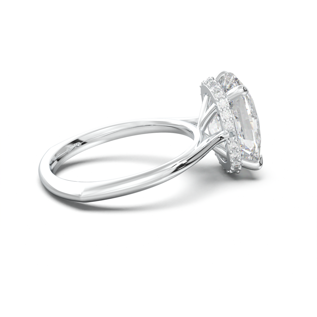 Cushion Hidden Halo Engagement Ring