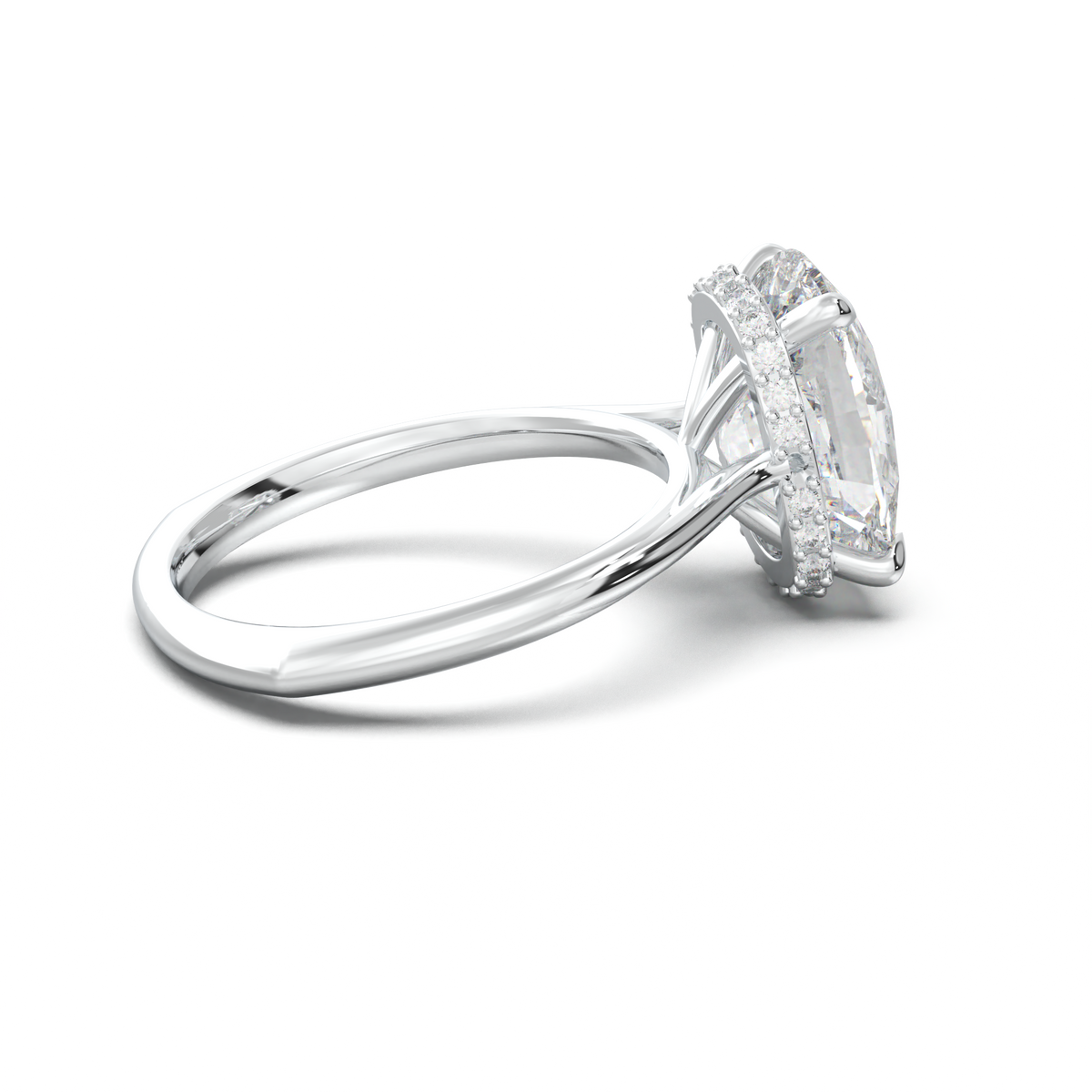 Cushion Hidden Halo Engagement Ring