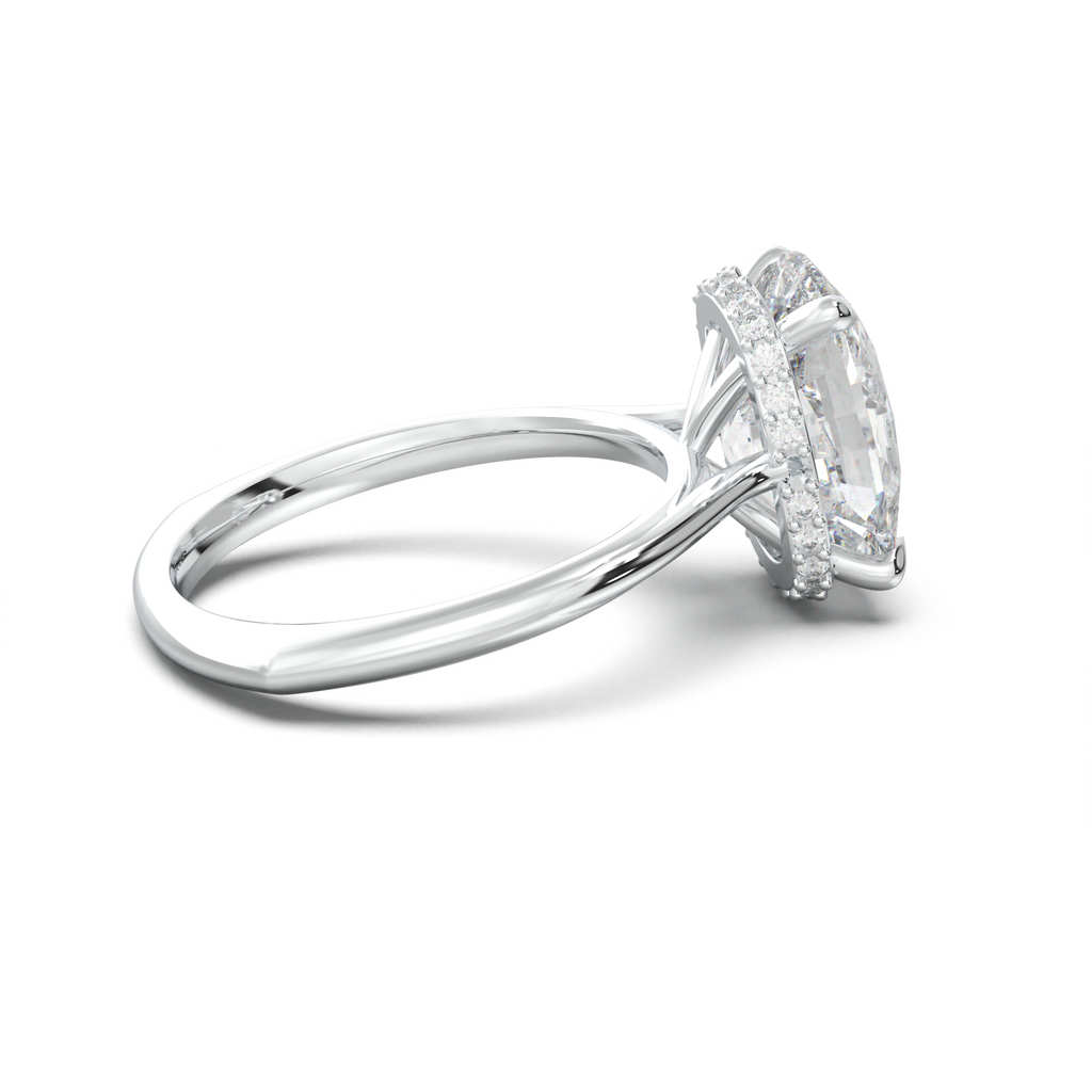 Cushion Hidden Halo Engagement Ring