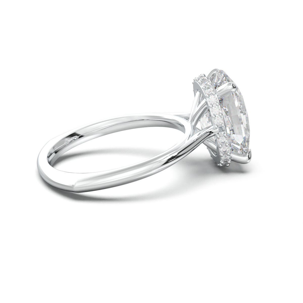 Cushion Hidden Halo Engagement Ring