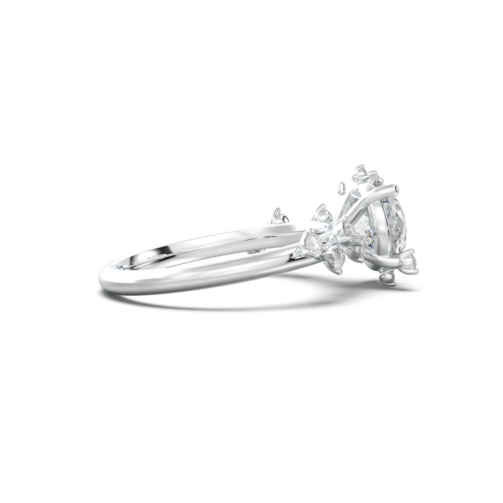 Round Botanical Accent Engagement Ring