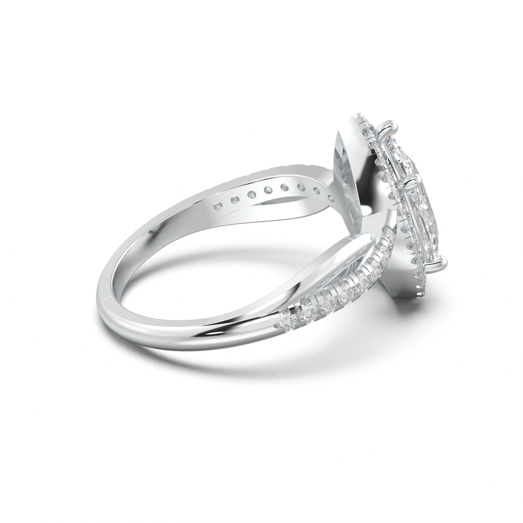 Pear Halo Twisted Pavé Engagement Ring