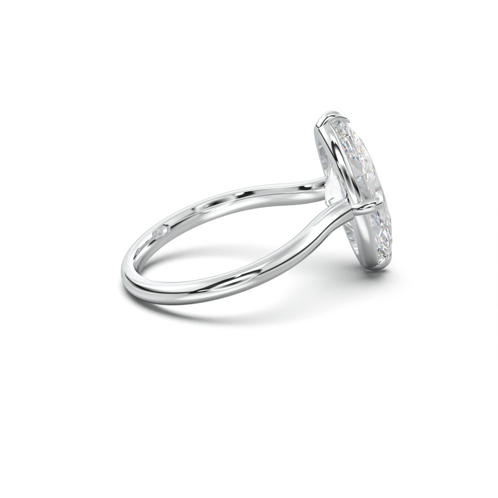 Elongated Moval Solitaire Engagement Ring