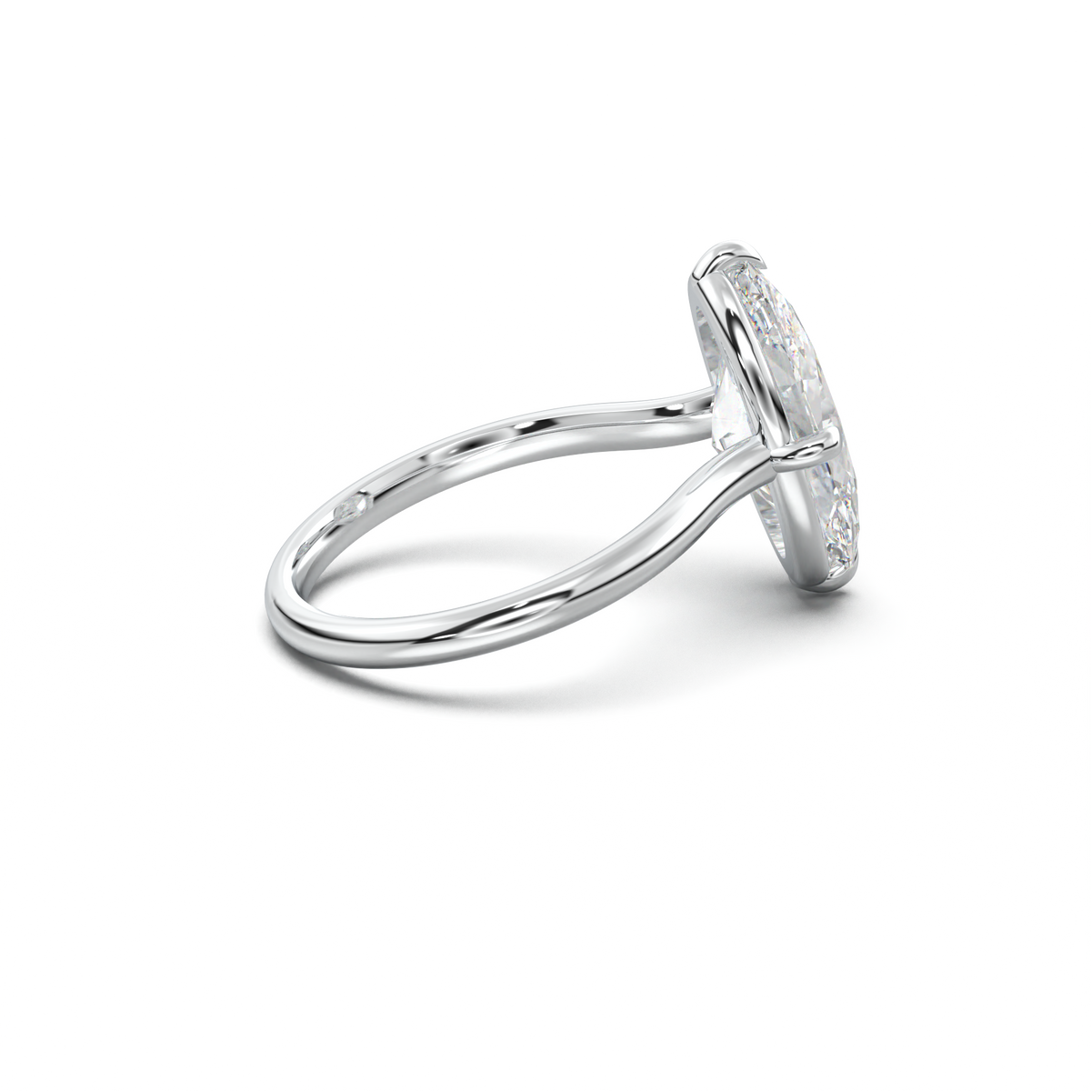 Elongated Moval Solitaire Engagement Ring