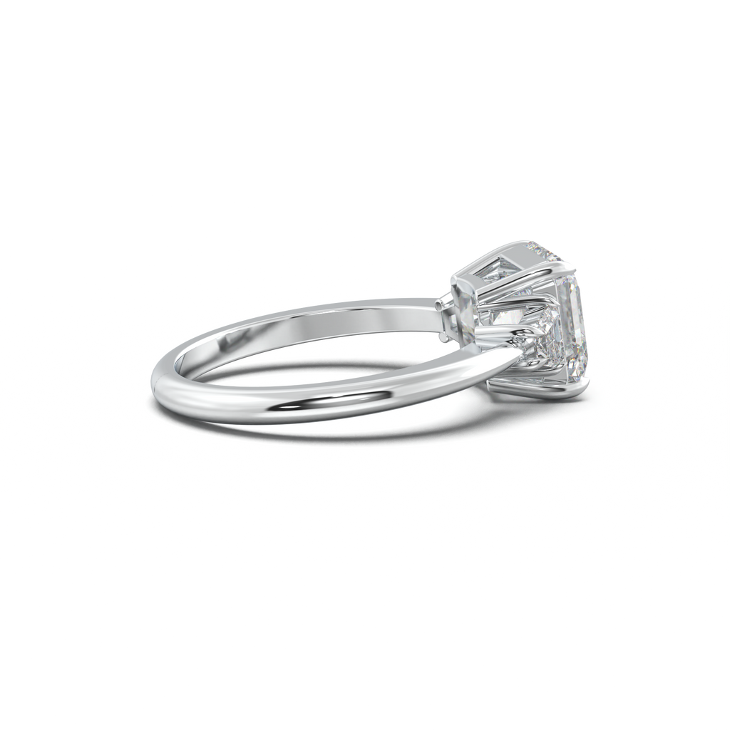 Asscher Baguette Three-Stone Engagement Ring