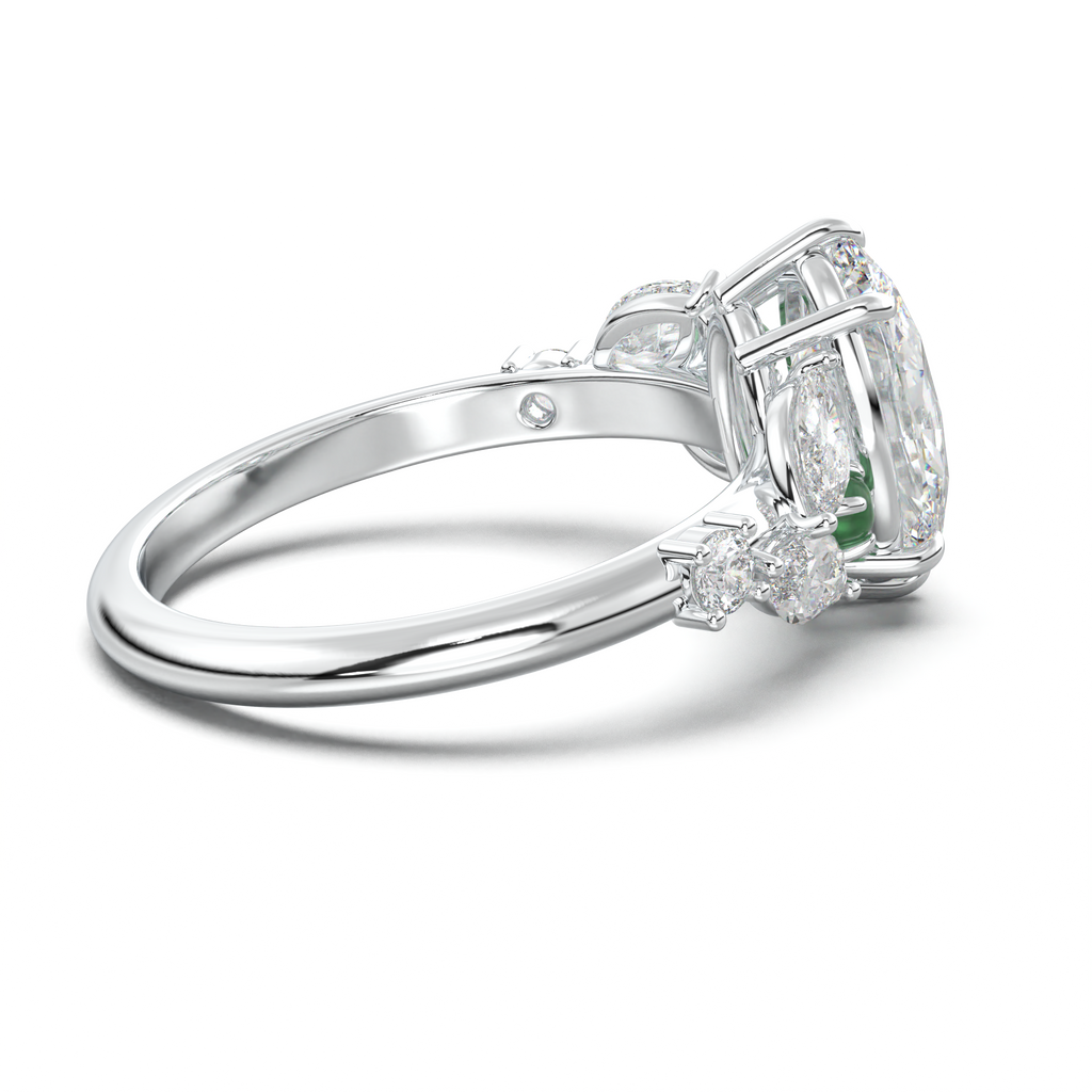 Oval Marquise-Accent Engagement Ring