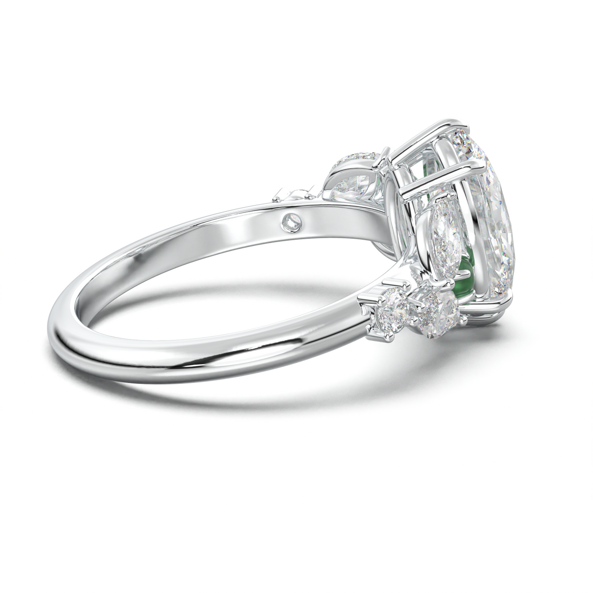 Oval Marquise-Accent Engagement Ring