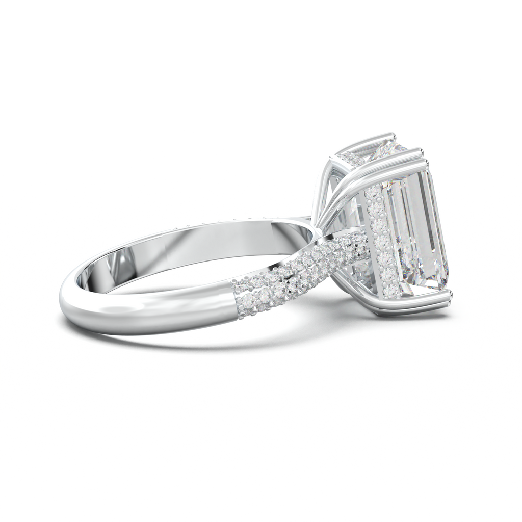 Emerald Double Pavé Engagement Ring