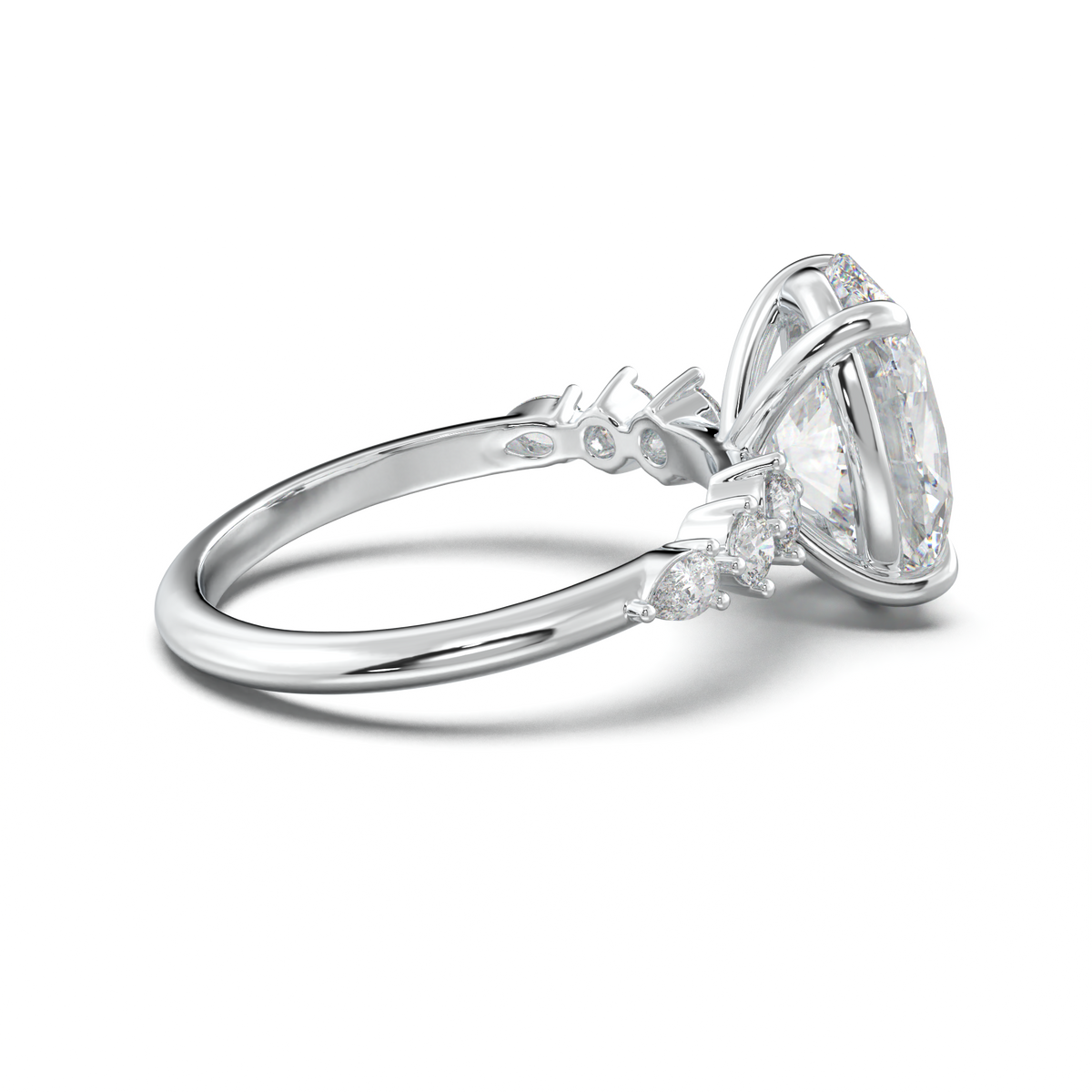 Oval Pear-Accent Engagement Ring