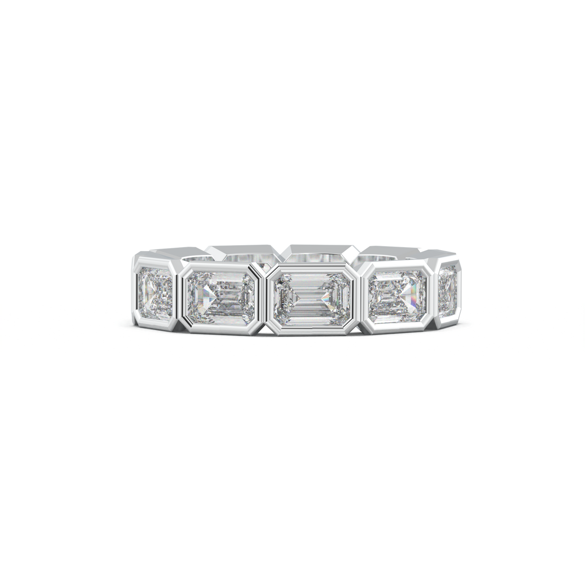 Emerald-Cut Bezel-Style Eternity Wedding Band