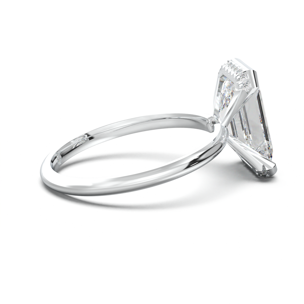 Emerald Hidden Halo Engagement Ring