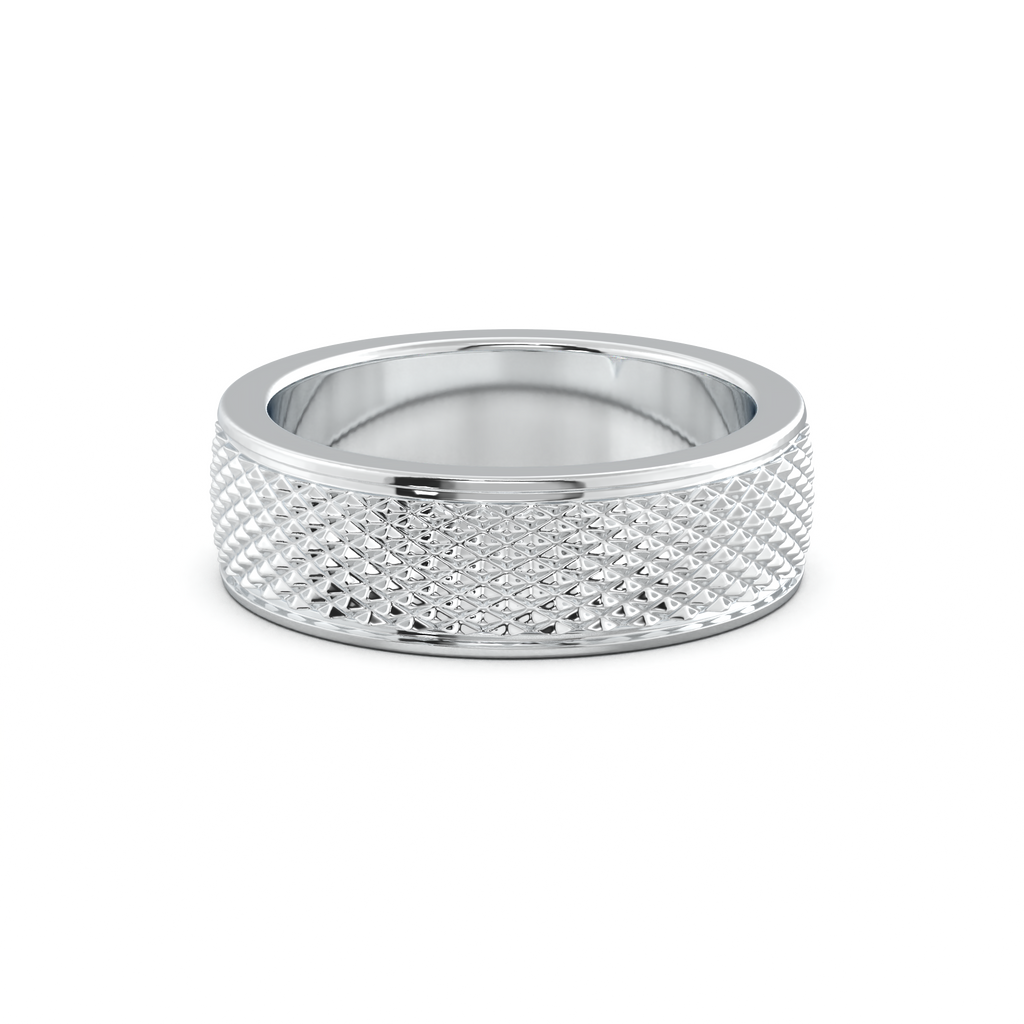 Diamond-Cut Textured Men's Wedding Band