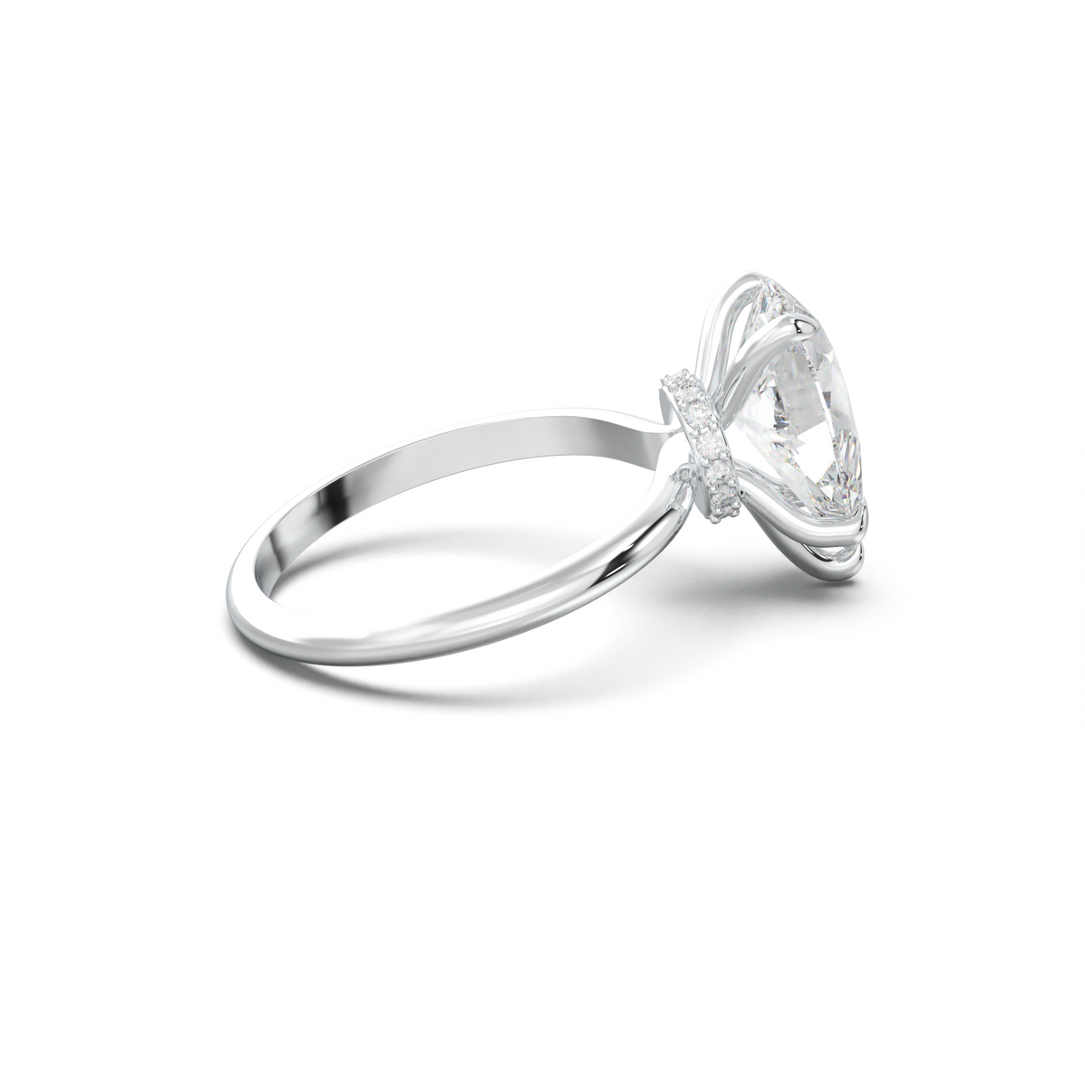 Pear Hidden Halo Engagement Ring