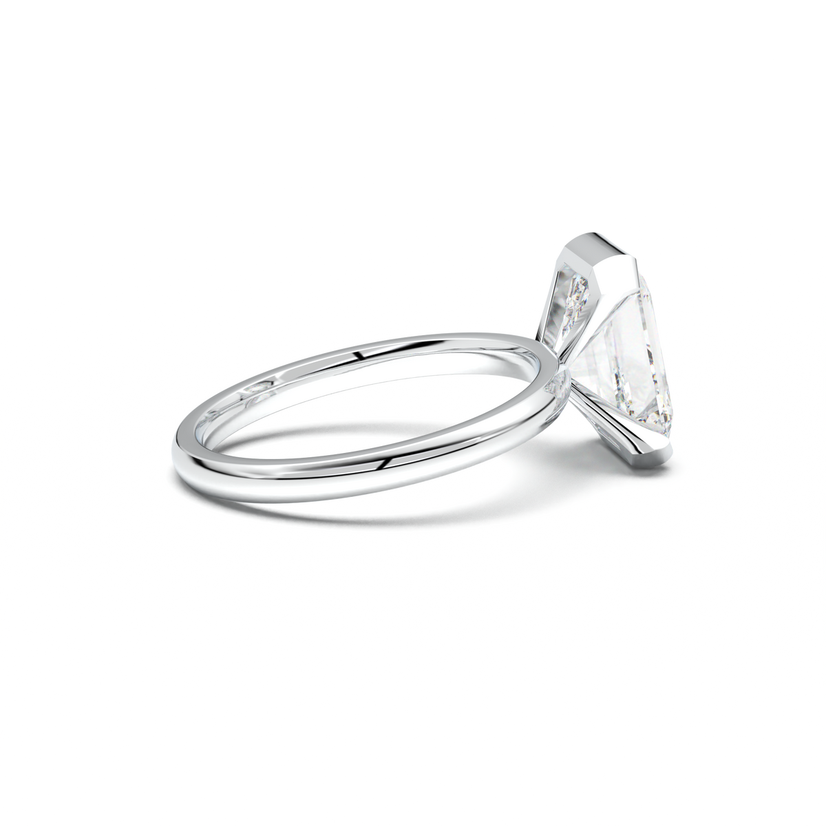 Emerald Cut Half-Bezel Engagement Ring