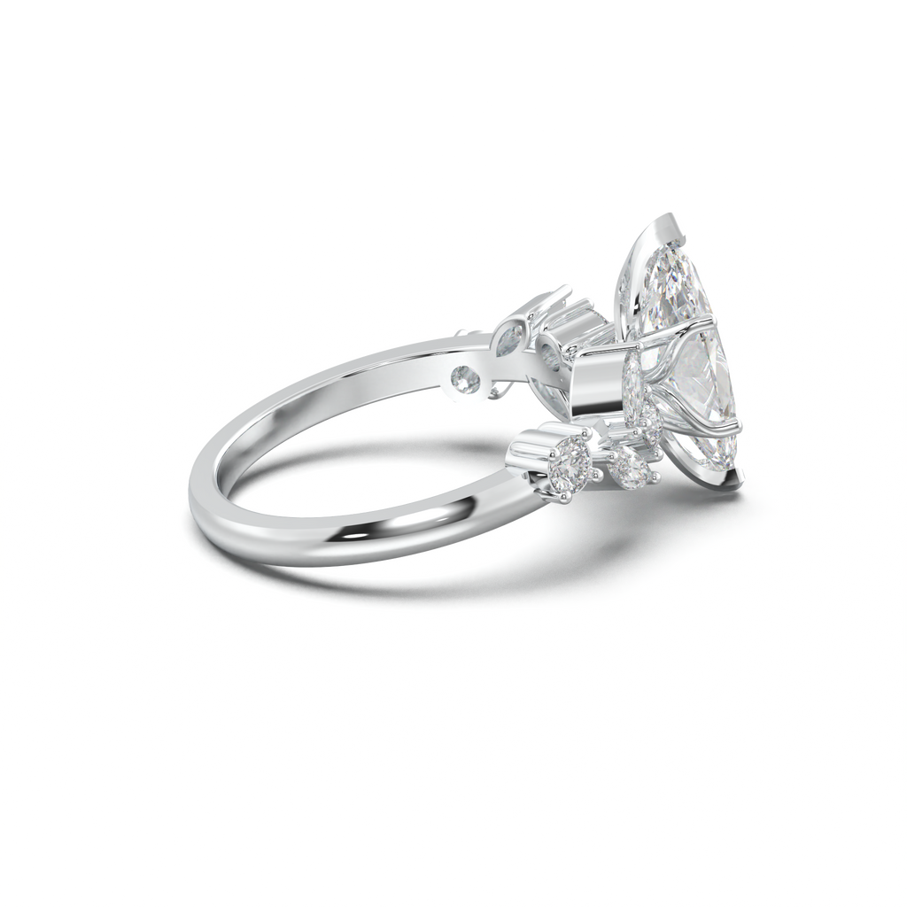 Marquise Mixed Side-Stone Engagement Ring