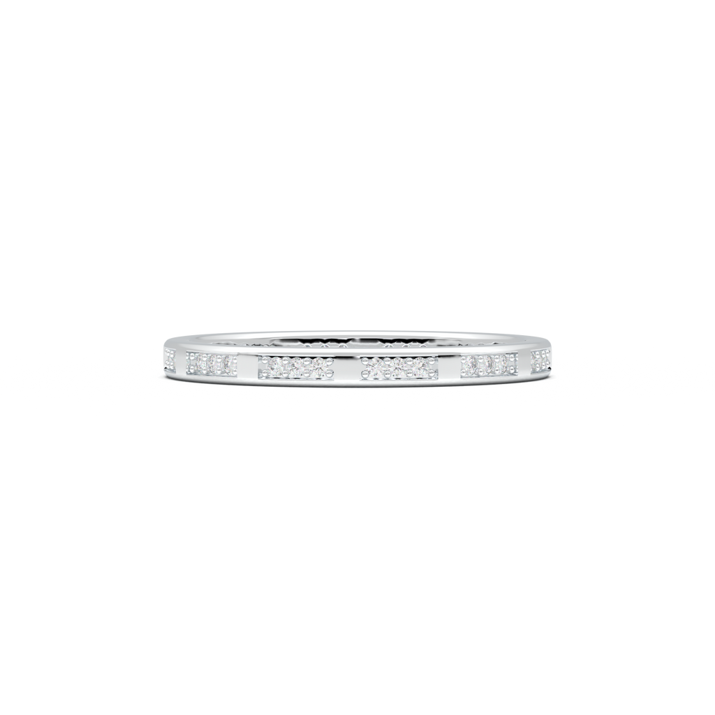 Geometric Round Diamond Wedding Band