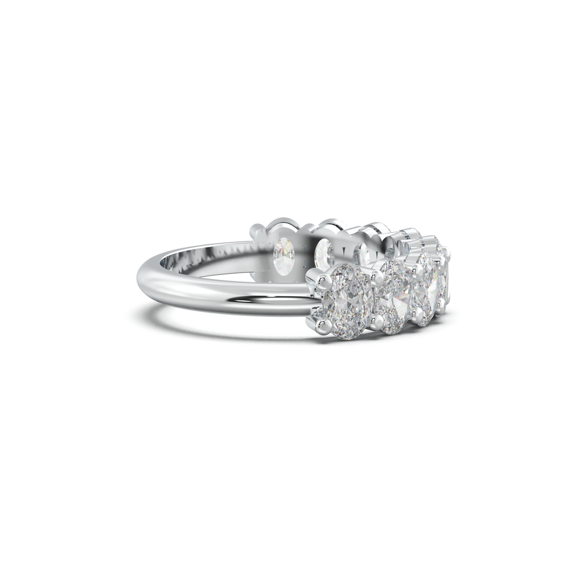 Nine-Oval Half-Eternity Wedding Band