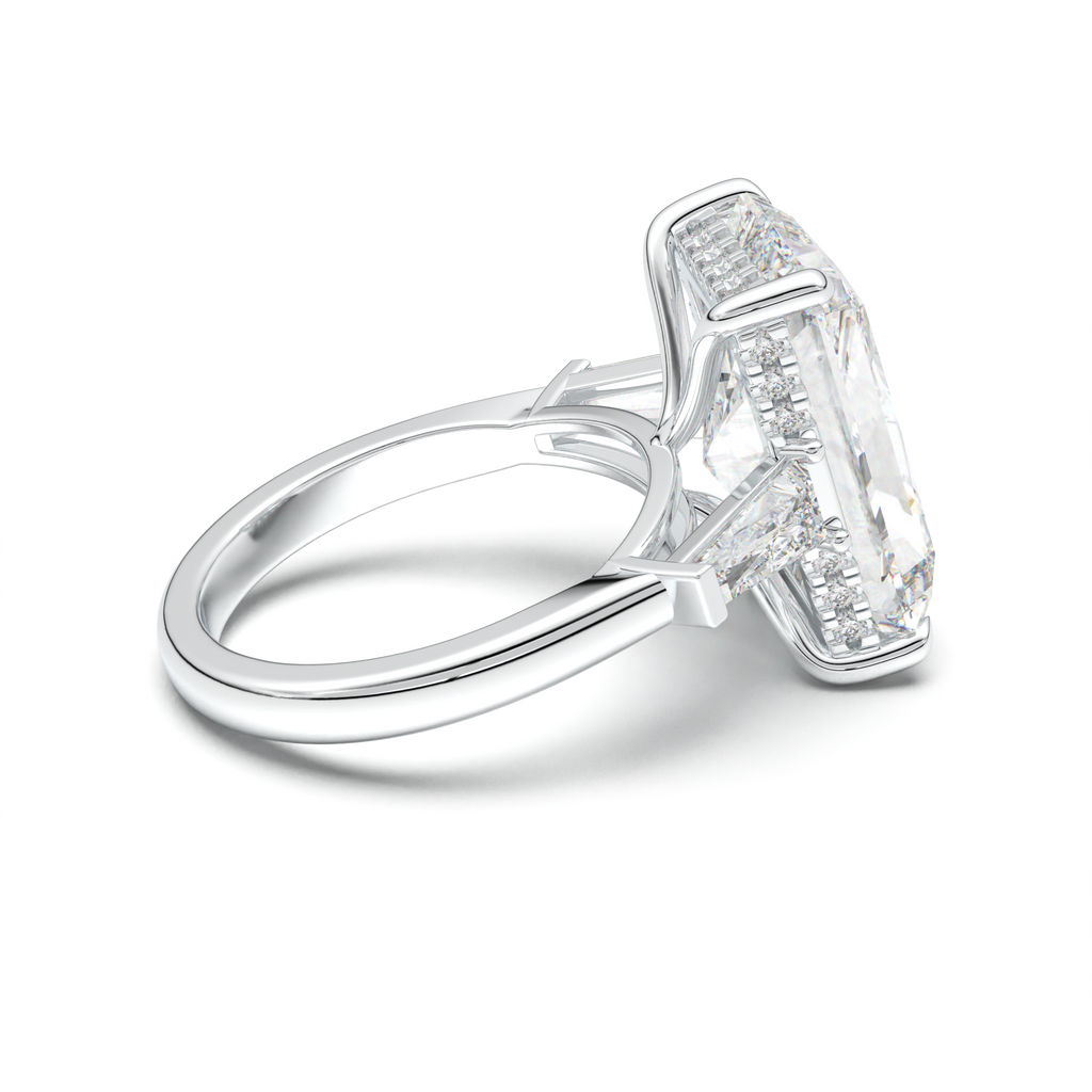 Radiant Baguette Hidden Halo Engagement Ring