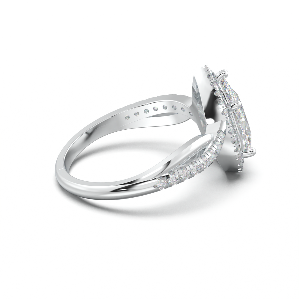 Pear Halo Twisted Pavé Engagement Ring