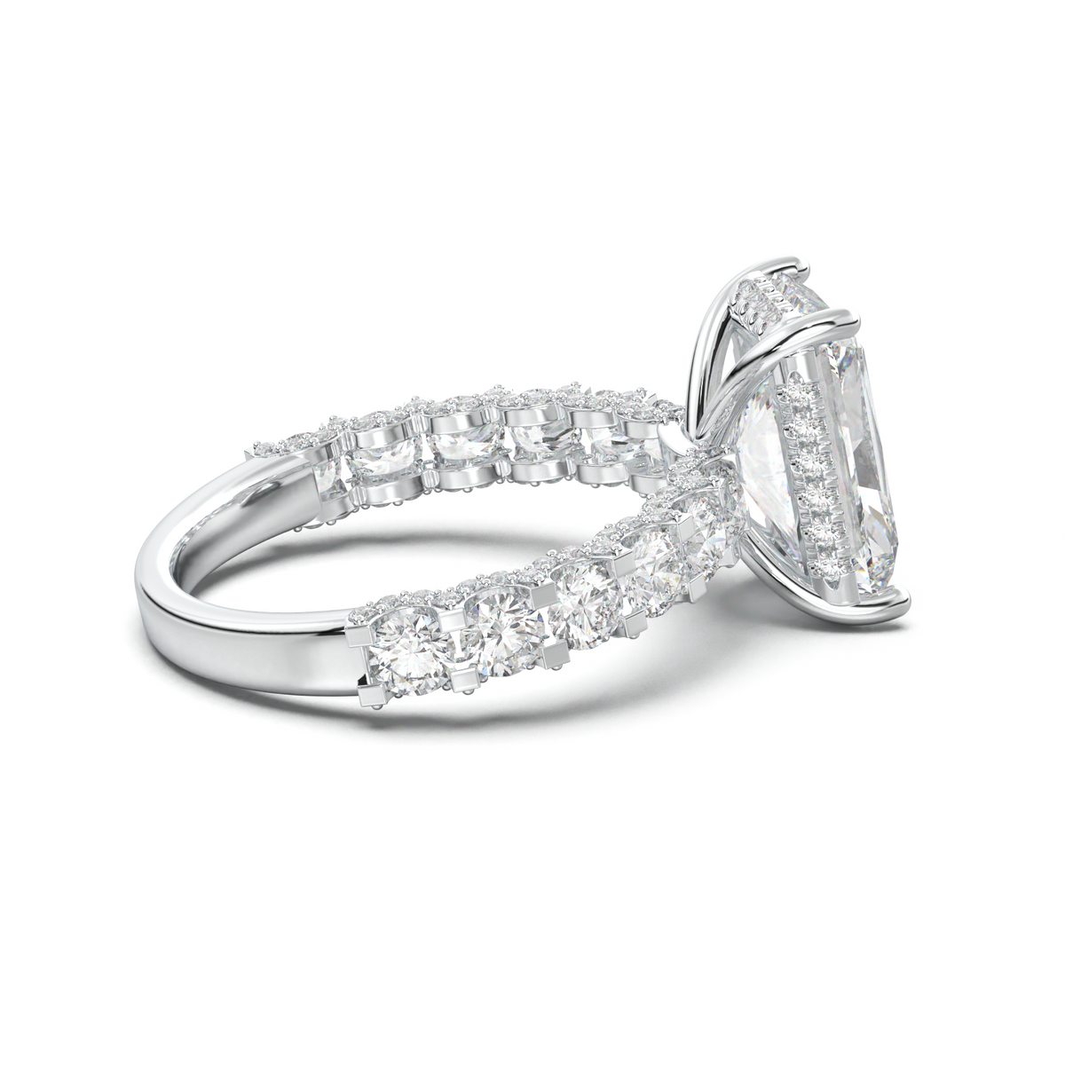 Radiant Diamond Band Engagement Ring