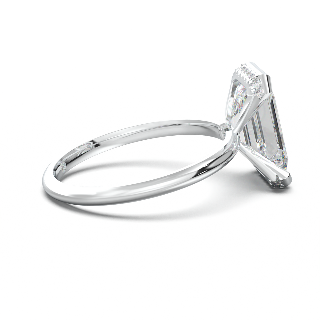 Emerald Hidden Halo Engagement Ring