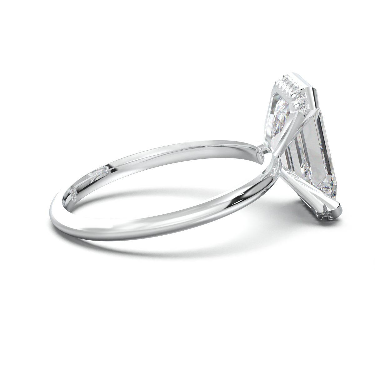 Emerald Hidden Halo Engagement Ring
