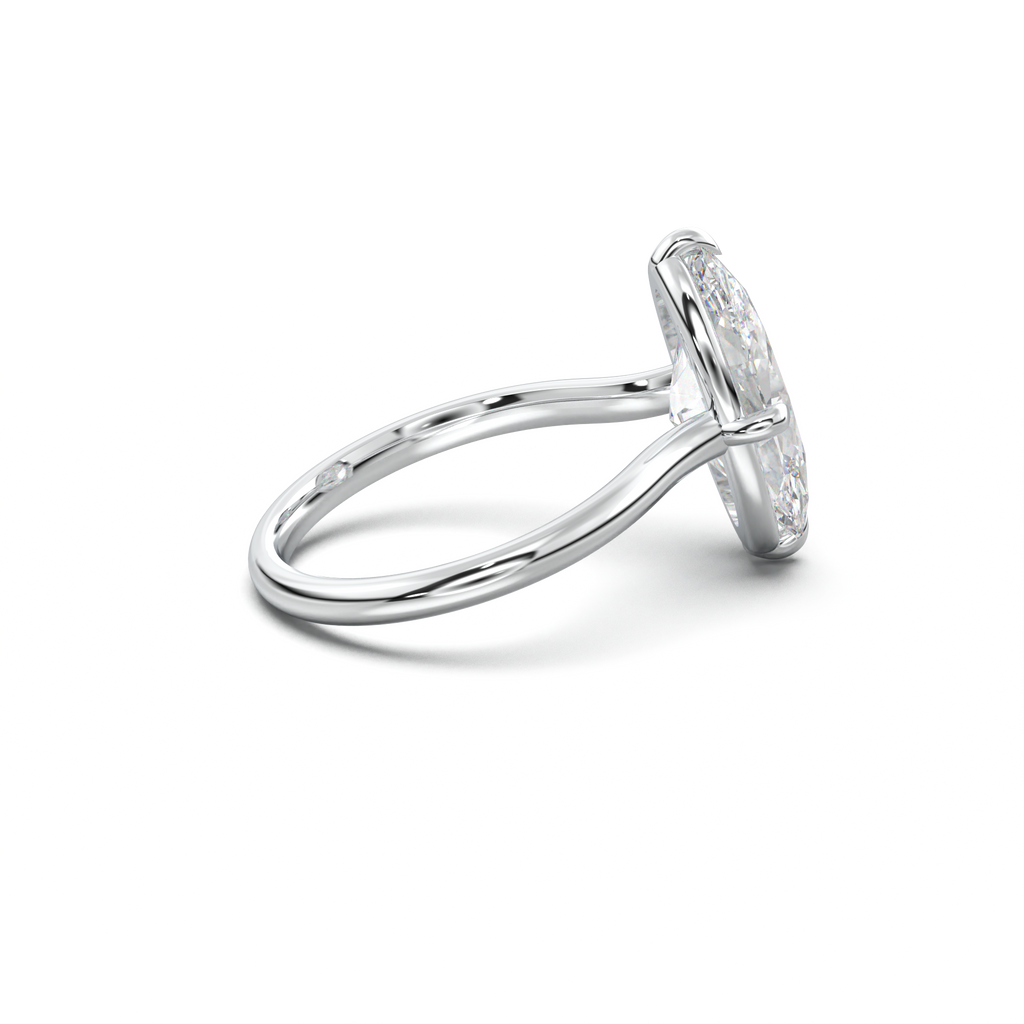 Elongated Moval Solitaire Engagement Ring